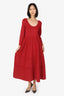 Needles & Thread Red Metallic Shimmer Knit Long Sleeves Gown Size 10