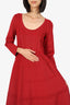 Needles & Thread Red Metallic Shimmer Knit Long Sleeves Gown Size 10