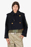 Sacai Navy/Green Wool Layered Melton Mix Jacket Size 4