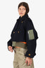 Sacai Navy/Green Wool Layered Melton Mix Jacket Size 4
