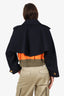 Sacai Navy/Green Wool Layered Melton Mix Jacket Size 4
