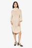 Chloe Beige Knitted Short Sleeve Turtle Neck Sweater Dress Size XS
