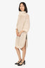 Chloe Beige Knitted Short Sleeve Turtle Neck Sweater Dress Size XS