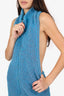 MM6 Maison Margiela Blue Knit Open-back Zip-up Sleeveless Sweater Size M
