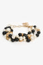 Pre-Loved Chanel™ Black/White/Gold Toned Faux Pearl Beaded CC Logo Triple Strand Bracelet
