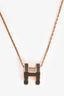 Hermès Rose Gold Toned/Grey Enamel Pop H Necklace