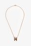 Hermès Rose Gold Toned/Grey Enamel Pop H Necklace