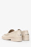 Pre-Loved Chanel™ Ivory Brushed Leather Logo Loafers Size 35.5