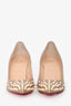 Christian Louboutin Beige Leather Studded Pointed Toe Heels Size 36.5