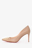 Christian Louboutin Beige Leather Studded Pointed Toe Heels Size 36.5