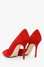 Manolo Blahnik Red Suede Leather Pointed Toe Heels Size 36