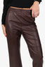 Oscar de la Renta Burgundy Leather Wide Leg Pants Size 8