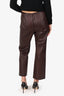 Oscar de la Renta Burgundy Leather Wide Leg Pants Size 8