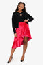 Self-Portrait Hot Pink Velvet Asymmetrical Skirt Size 6