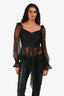 Self-Portrait Black Lace Asymmetrical Long Sleeve Top Size 2