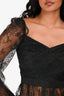 Self-Portrait Black Lace Asymmetrical Long Sleeve Top Size 2