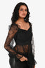 Self-Portrait Black Lace Asymmetrical Long Sleeve Top Size 2