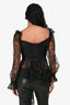 Self-Portrait Black Lace Asymmetrical Long Sleeve Top Size 2