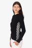 Alexander Wang Black/White Checkered Cut-out Sweater Size L