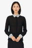 Alice + Olivia Black Silk Lace Trimmed Blouse Size S