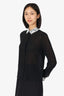 Alice + Olivia Black Silk Lace Trimmed Blouse Size S