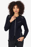 IRO Navy/Black Leather Knit Ceylona Zip-up Jacket Estimated Size M