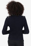 IRO Navy/Black Leather Knit Ceylona Zip-up Jacket Estimated Size M