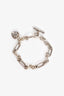 David Yurman Sterling Silver Diamond Cable Heart Charm Bracelet