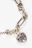 David Yurman Sterling Silver Diamond Cable Heart Charm Bracelet