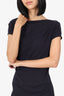 Brunello Cucinelli Navy Ruched Short Sleeve Midi Dress Size 4