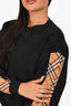 Burberry Black Cotton Nova Check Detail Sweatshirt Size XS