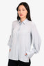 The Row Light Blue Silk Cinched Cuff Button Down Blouse Size XS