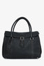 Fendi Black Grained Leather Contrast Stitch Top Handle Tote
