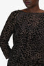 Nili Lotan Grey/Black Velvet Leopard Print Long Sleeve Sheer Top Size M