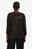 Nili Lotan Grey/Black Velvet Leopard Print Long Sleeve Sheer Top Size M