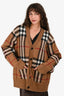 Burberry Brown Wool/Cashmere Check Cut Out Sleeve Oversized Cardigan Size M