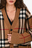 Burberry Brown Wool/Cashmere Check Cut Out Sleeve Oversized Cardigan Size M