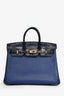 Hermès 2018 Blue Sapphire Taurillion Novillo And Blue Marine Matte Alligator Touch Birkin 25 RGHW
