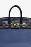 Hermès 2018 Blue Sapphire Taurillion Novillo And Blue Marine Matte Alligator Touch Birkin 25 RGHW