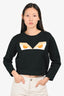 Fendi Black Cotton Blend Monster Crop Sweatshirt Size 38
