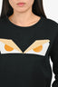 Fendi Black Cotton Blend Monster Crop Sweatshirt Size 38