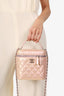 Pre-Loved Chanel™ 2022 Pink Iridescent Leather Vanity Case With Strap