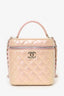 Pre-Loved Chanel™ 2022 Pink Iridescent Leather Vanity Case With Strap