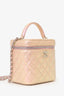 Pre-Loved Chanel™ 2022 Pink Iridescent Leather Vanity Case With Strap