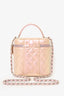 Pre-Loved Chanel™ 2022 Pink Iridescent Leather Vanity Case With Strap