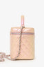 Pre-Loved Chanel™ 2022 Pink Iridescent Leather Vanity Case With Strap