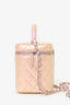 Pre-Loved Chanel™ 2022 Pink Iridescent Leather Vanity Case With Strap