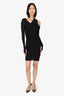 Helmut Lang Black Ruched Long Sleeve Dress Size S