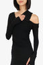 Helmut Lang Black Ruched Long Sleeve Dress Size S
