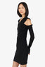 Helmut Lang Black Ruched Long Sleeve Dress Size S